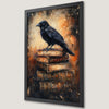 Mystical Raven on Old Books Art Poster for Gothic Decor
