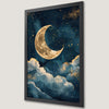 Mystical Starry Night Sky Art Poster with Golden Moon