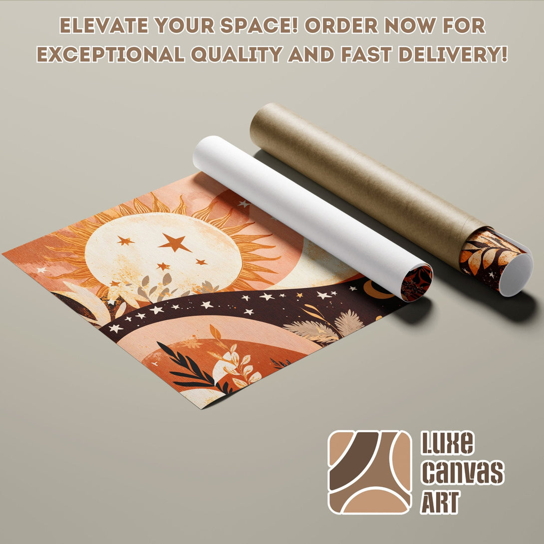 Poster Roll with celestial art in warm tones. Elevate your space with this stylish wall art!