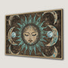 Mystical Sun and Moon Canvas Print in Brown Blue Beige