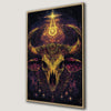 Mystical Tribal Skull Canvas Print with Cosmic Boho Vibe