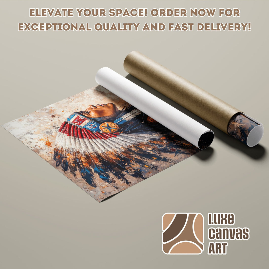Native American Poster Roll, abstract art, warm color palette, order now for fast delivery!