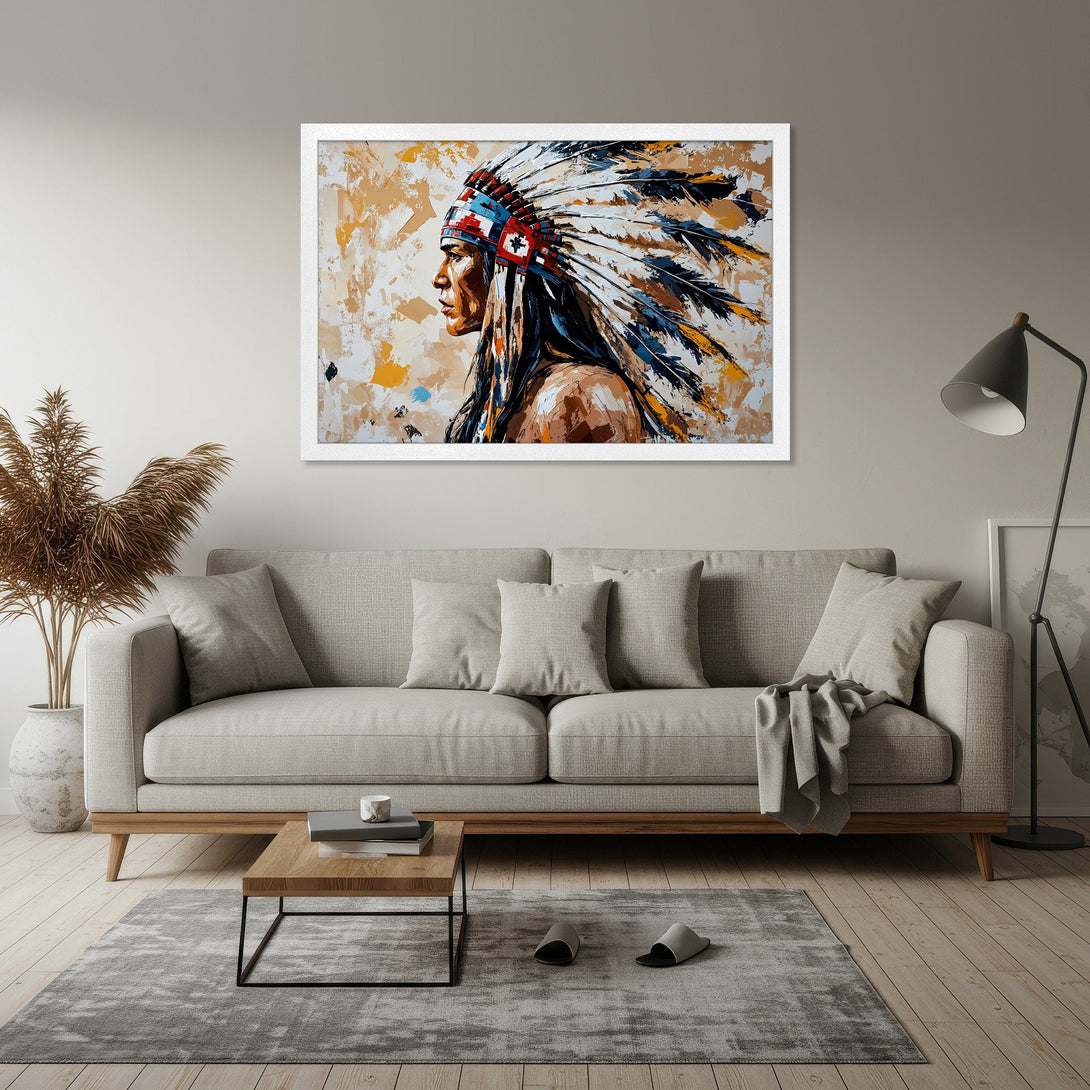 Framed Poster featuring white floral art with gold accents. Elegant, textured style with a warm, neutral color palette. Perfect for home decor.
