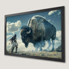 Native American Warrior and Buffalo Art Poster - Cultural Wall Decor