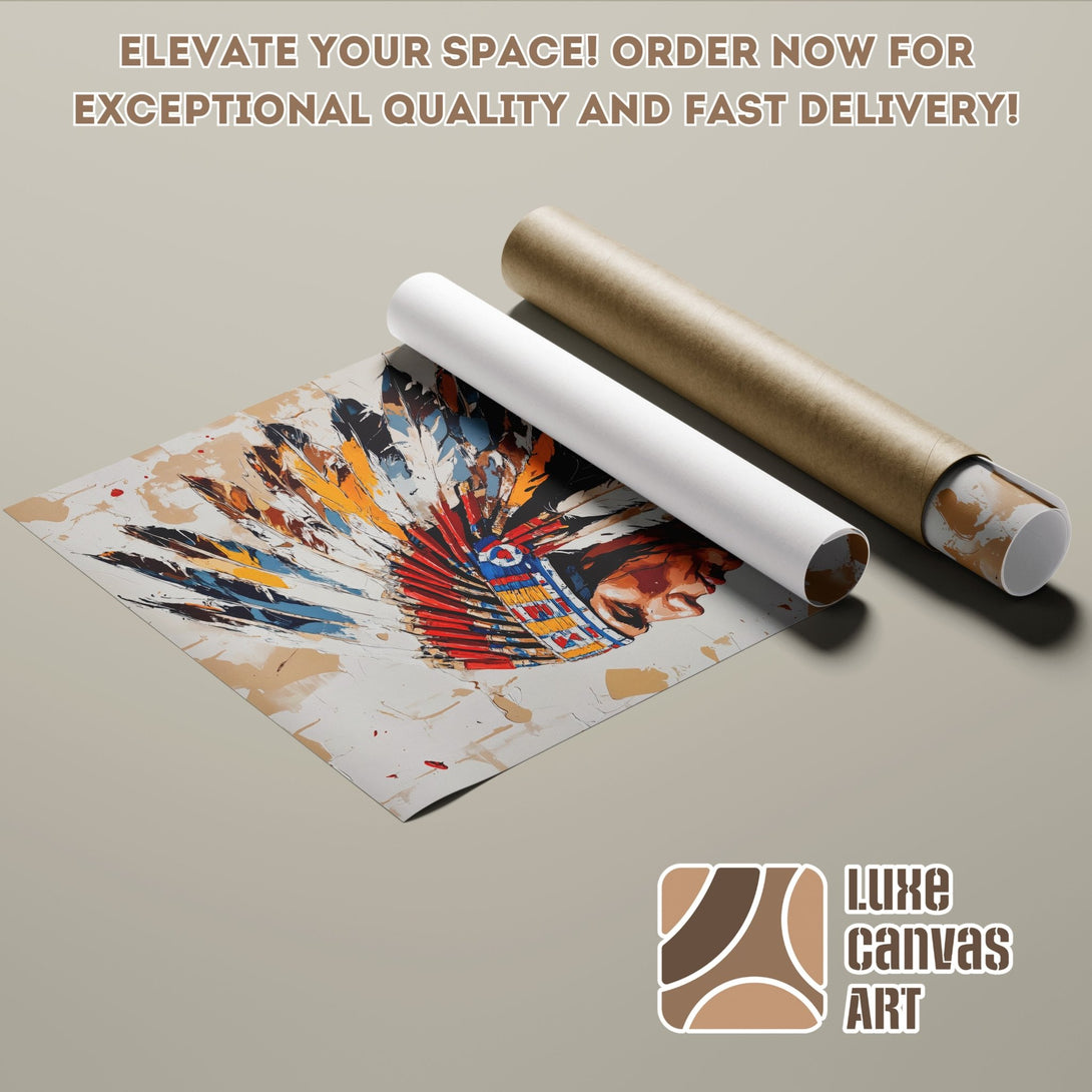 Abstract Native American Poster Roll with a warm color palette. Elevate your space with this stunning wall art!