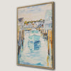 Nautical Scene with Boat and Houses Framed Canvas Print