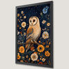 Nocturnal Owl Art Poster - Charming Wildflower Decor for Your Walls
