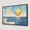 Ocean Horizon with Sun Canvas Print, Pastel Geometric Shapes