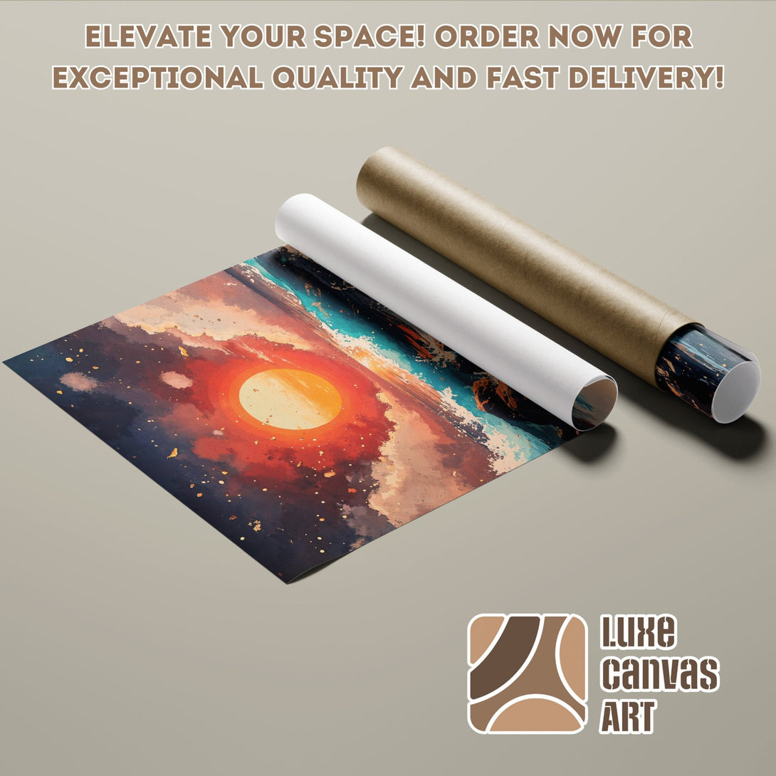 Abstract sunset Poster Roll art print with warm color palette. Elevate your space!