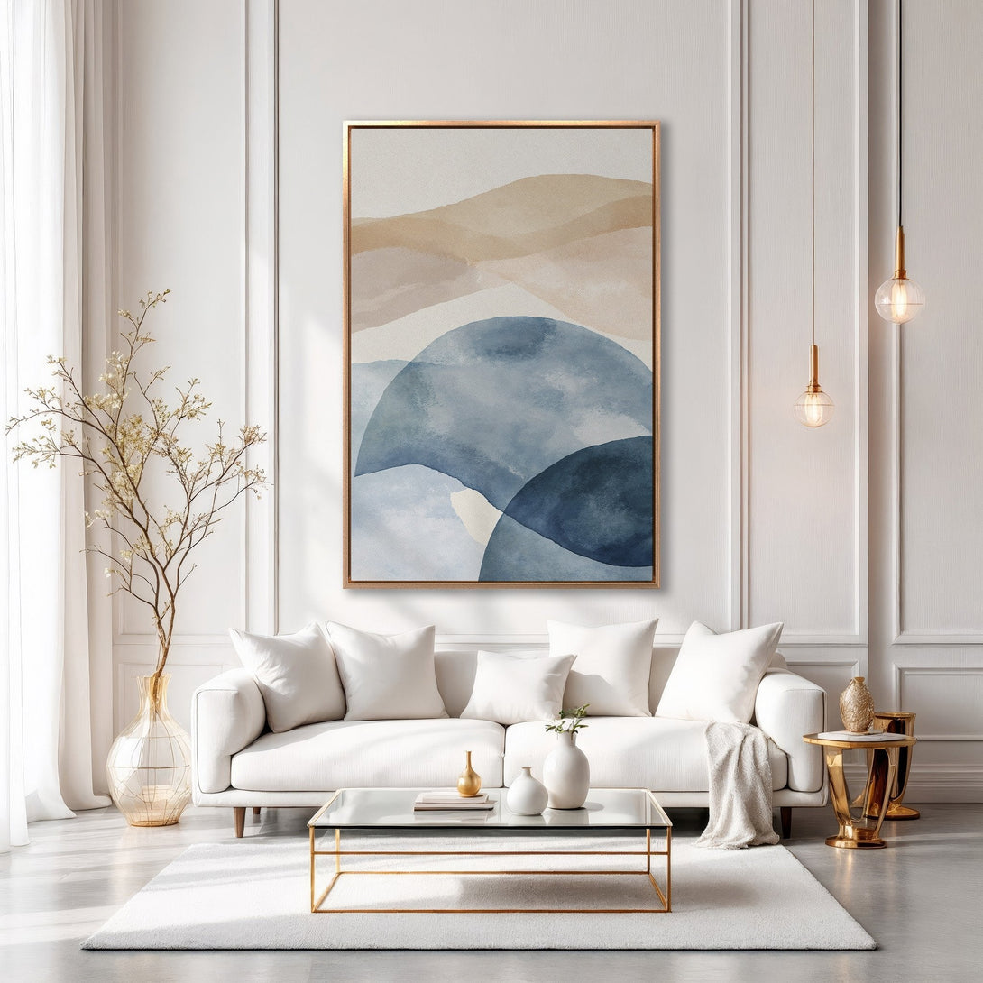 Framed Wall Art: Abstract watercolor landscape in neutral tones. Modern art canvas print adds a touch of elegance to any interior. Shop now!