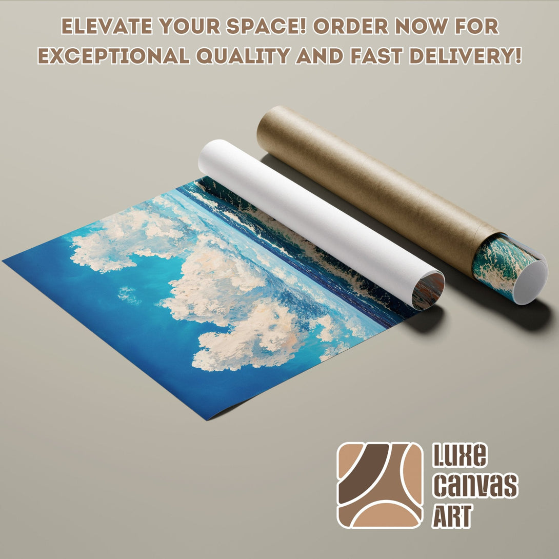 Poster Roll featuring a vibrant blue sky and cloudscape art print. Elevate your space!