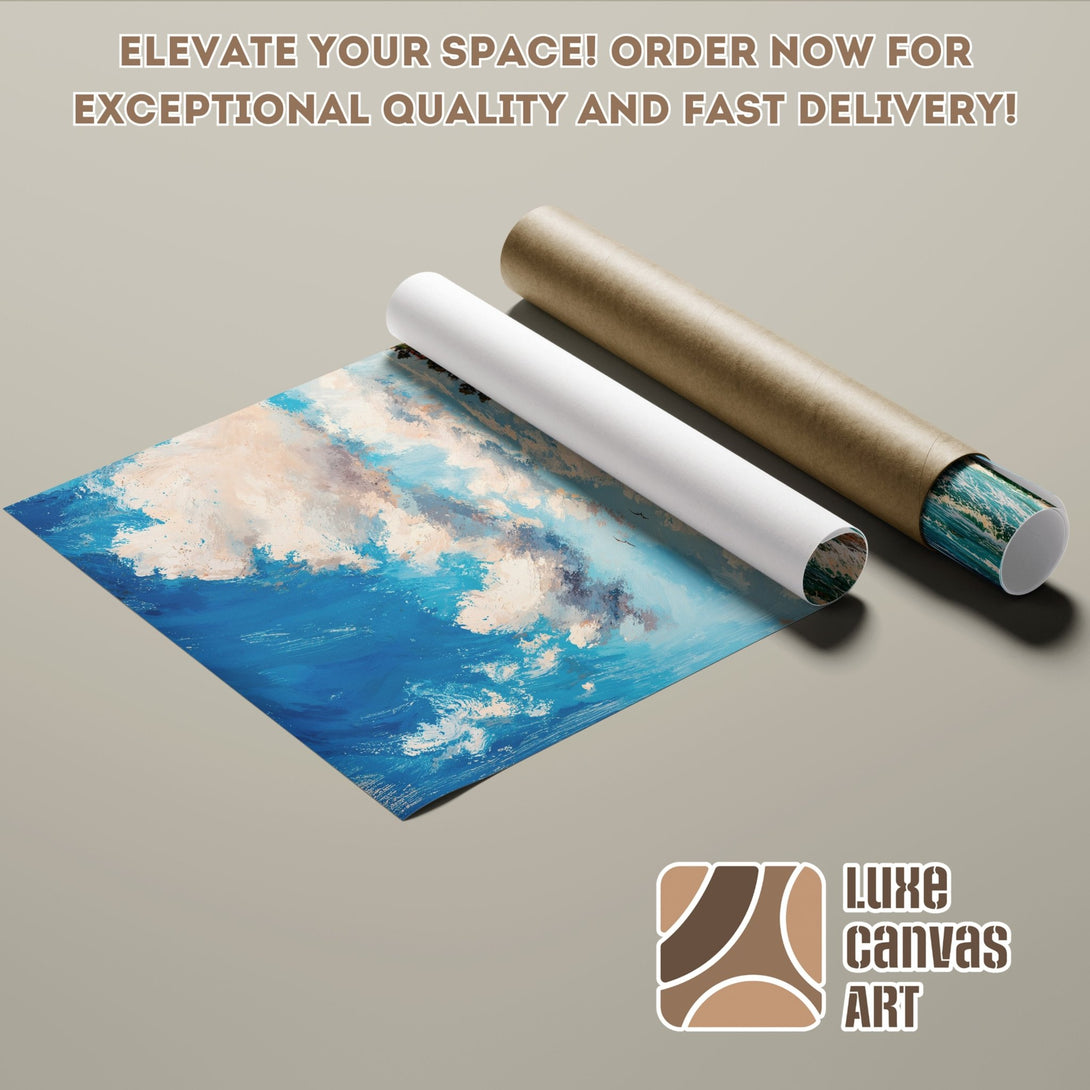 Poster Roll featuring a blue sky and cloud abstract art. Perfect for adding a touch of serenity to your space!