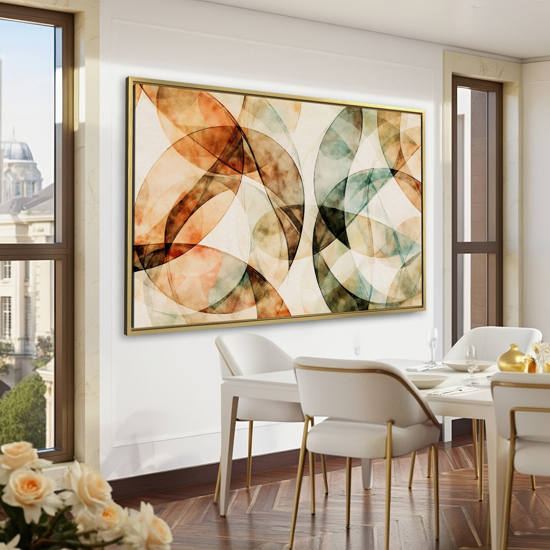 Abstract Canvas Print in neutral tones, perfect for modern decor. Adds a touch of elegance to any room. Warm earth-tone palette.