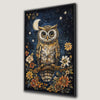 Owl on Floral Branch Canvas Print, Wildlife Decor Art