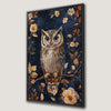 Owl on Flower Tree Canvas Print in Starry Night Gothic Style
