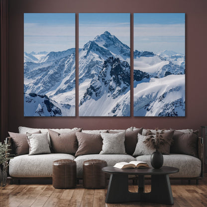 Panoramic Snow Alps and Blue Sky Canvas Print