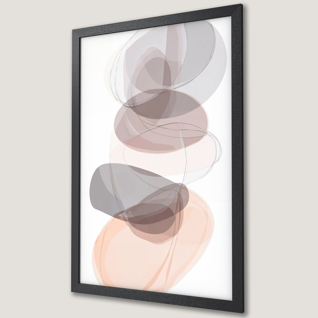Framed Poster featuring abstract art with soft shapes in a neutral color palette. Modern wall decor for a stylish home.