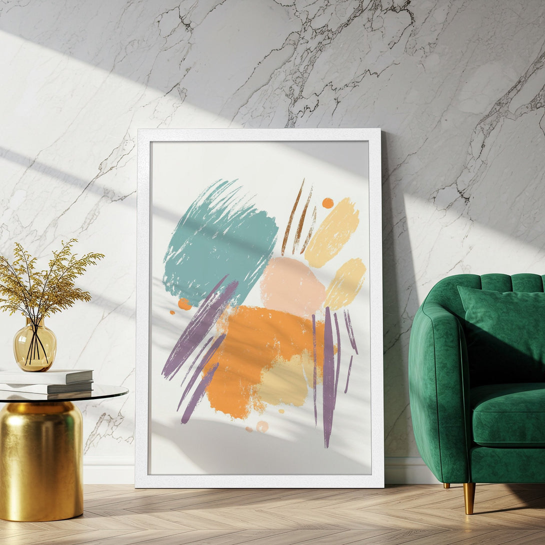 Framed Poster featuring abstract art in pastel colors. Perfect for modern home decor. Shop the Poster collection today!