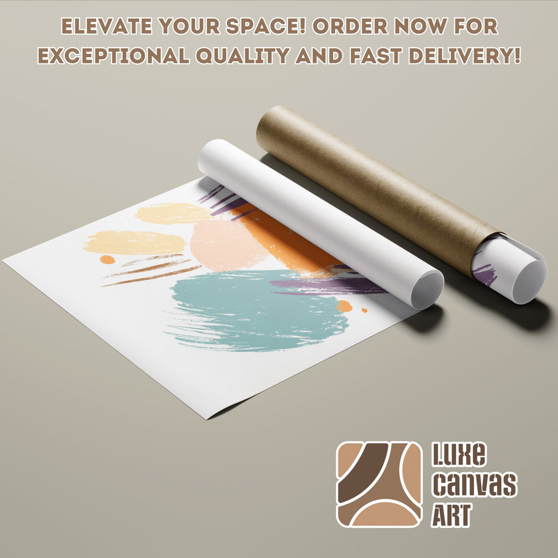 Abstract art poster roll with a warm color palette. Modern art print for home decor. Order your poster today!