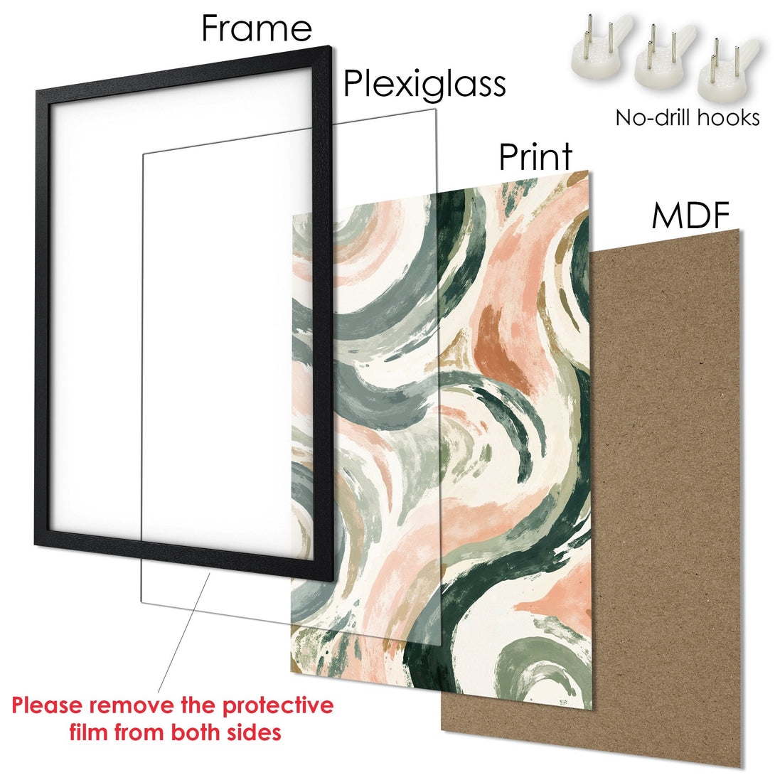 Framed Poster with abstract art in a neutral color palette. Modern wall art for your home decor.
