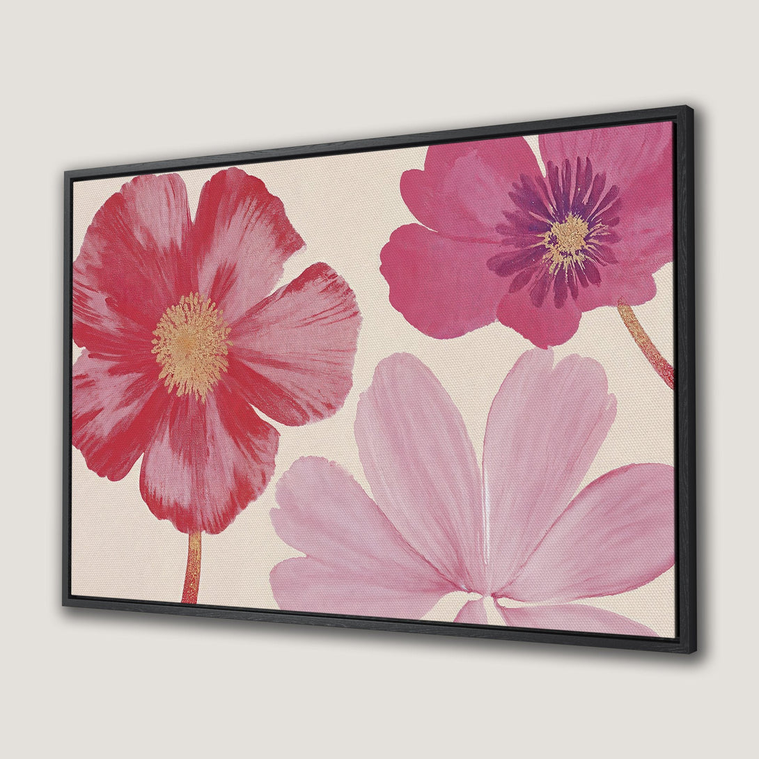 Framed Wall Art featuring vibrant watercolor flowers in pink and red hues, perfect for adding a touch of floral elegance to your home decor.