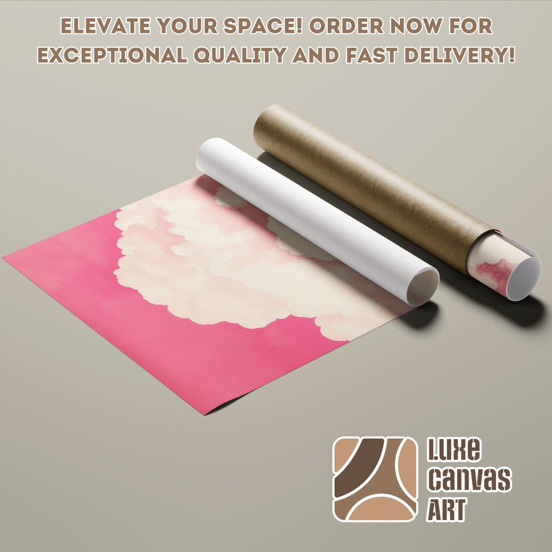 Poster Roll featuring a dreamy cloudscape in pink and cream tones. Elevate your space with this art print!