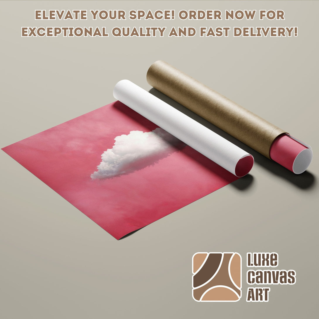 Poster Roll with cloud art print, modern style, pink & neutral color palette. Elevate your space!