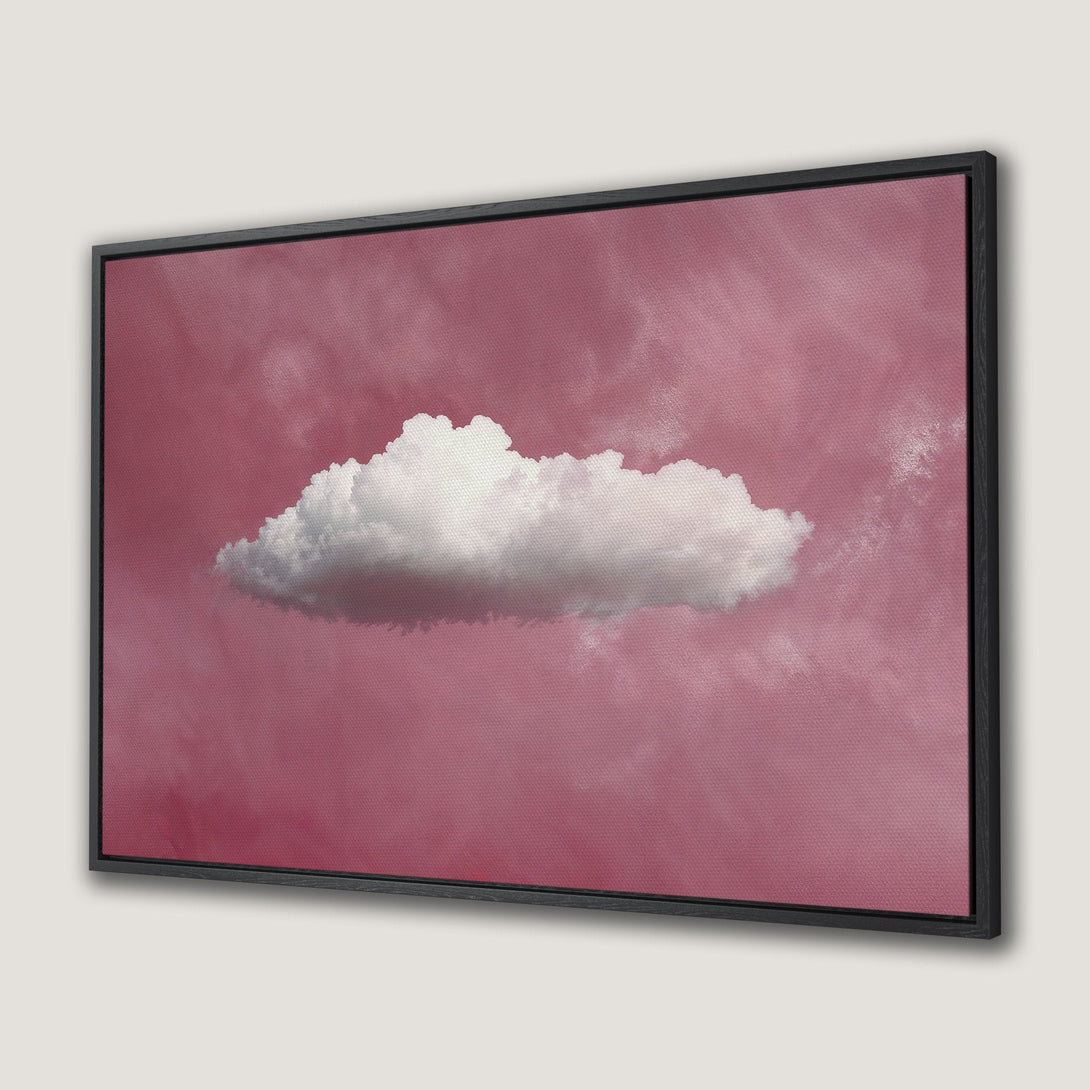 Framed Wall Art: Cloudscape Canvas Print in pink and white. Modern art for your home. Add a touch of serenity with this beautiful piece.