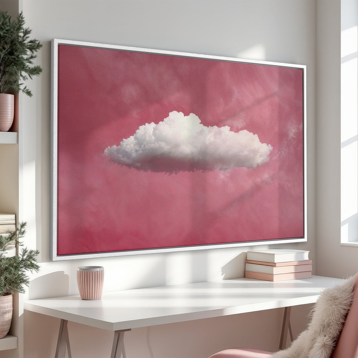 Pastel Cloudscape Canvas Print Aesthetic Pink Art Decor