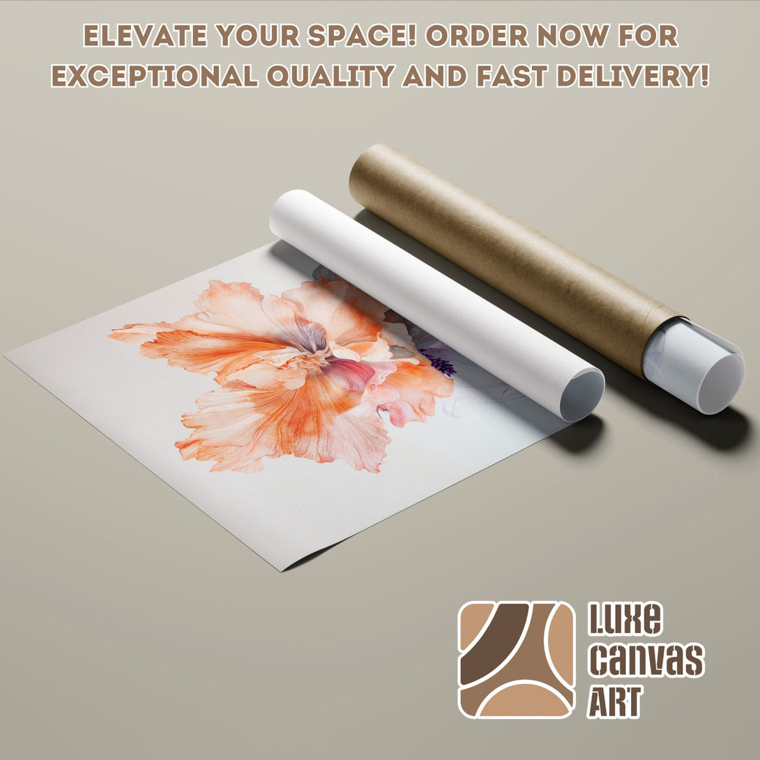Poster Roll featuring a watercolor-style floral print in peach and beige tones. Elevate your space with this beautiful art!