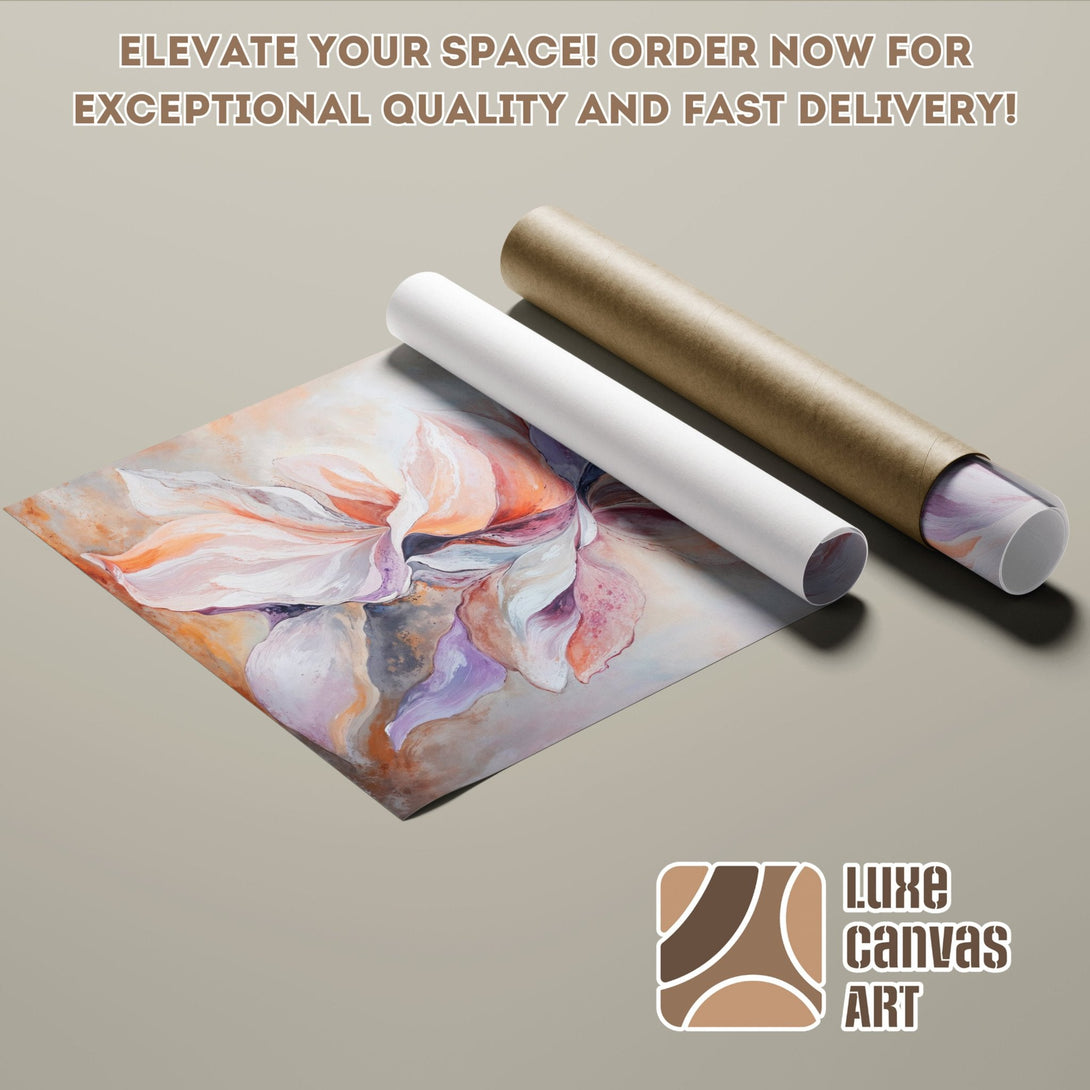 Abstract floral art poster roll in warm, neutral tones. Elevate your space with this stunning poster!