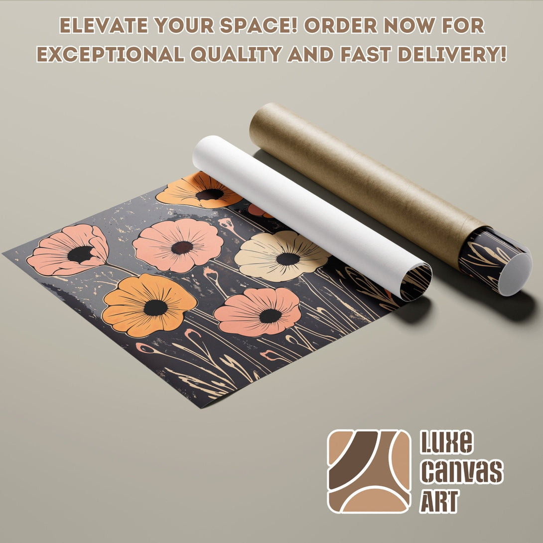 Floral Poster Roll in warm tones, perfect for home decor. Order now!