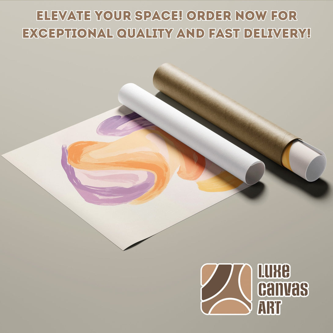 Abstract art poster roll with a warm color palette. Elevate your space with this stunning poster! Order now for fast delivery.