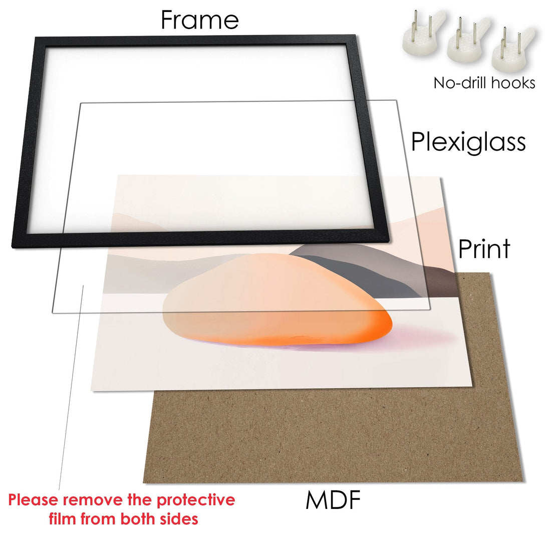 Framed Poster with abstract art in a neutral color palette. Modern wall art for your home.