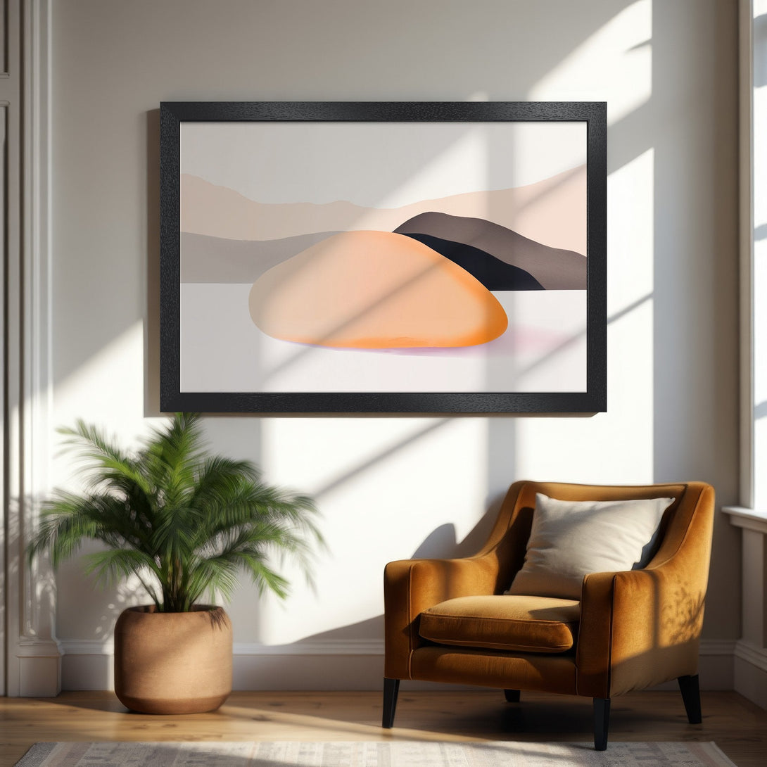 Framed Poster: Abstract art in warm, earthy tones. Modern style, perfect for living room decor. Enhance your space with this stylish poster!