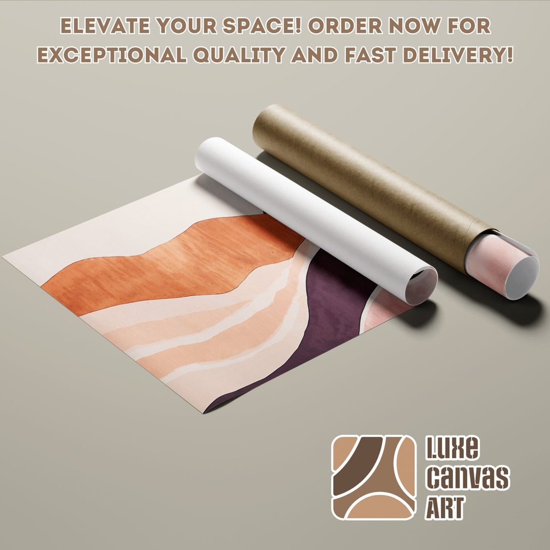 Abstract art Poster Roll in warm earth tones. Elevate your space with Luxe Canvas Art!