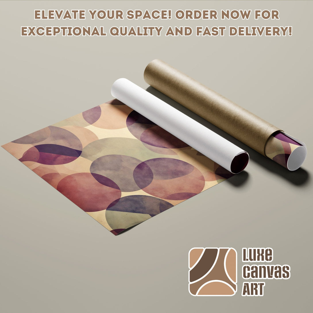 Abstract art Poster Roll with a warm color palette of burgundy, beige, and brown. Elevate your space today!