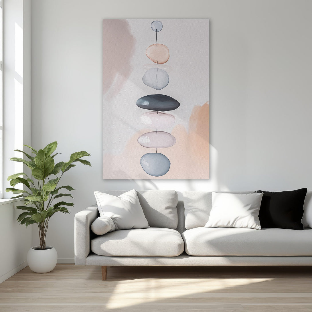 Framed Wall Art featuring an abstract watercolor design in soft pinks, blues, and grays. Perfect for adding a touch of elegance to any interior.