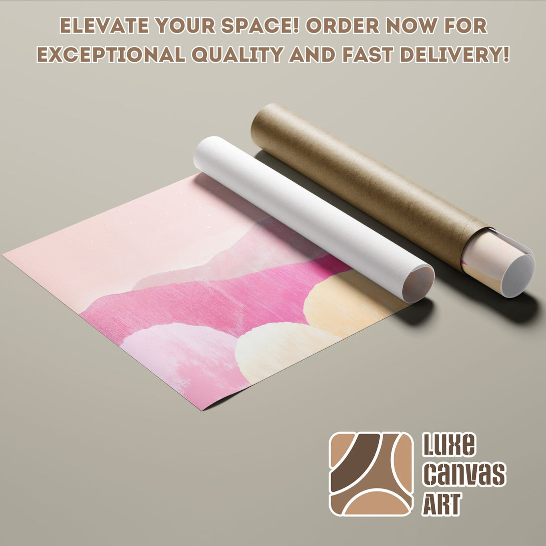 Abstract art Poster Roll in pink and beige tones. Elevate your space with Luxe Canvas Art.