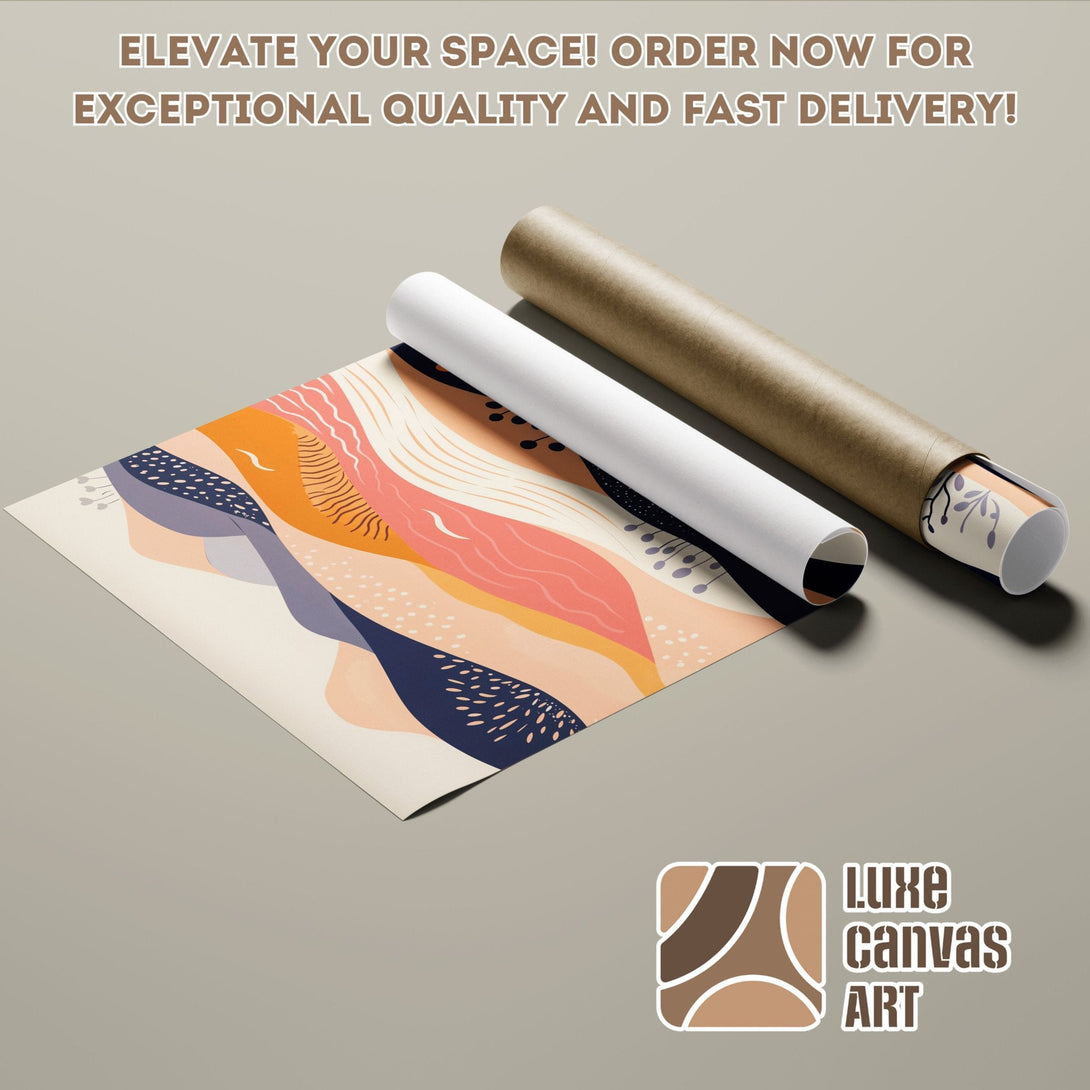 Abstract art Poster Roll in warm color palette. Modern style for home decor. Order now for fast delivery!