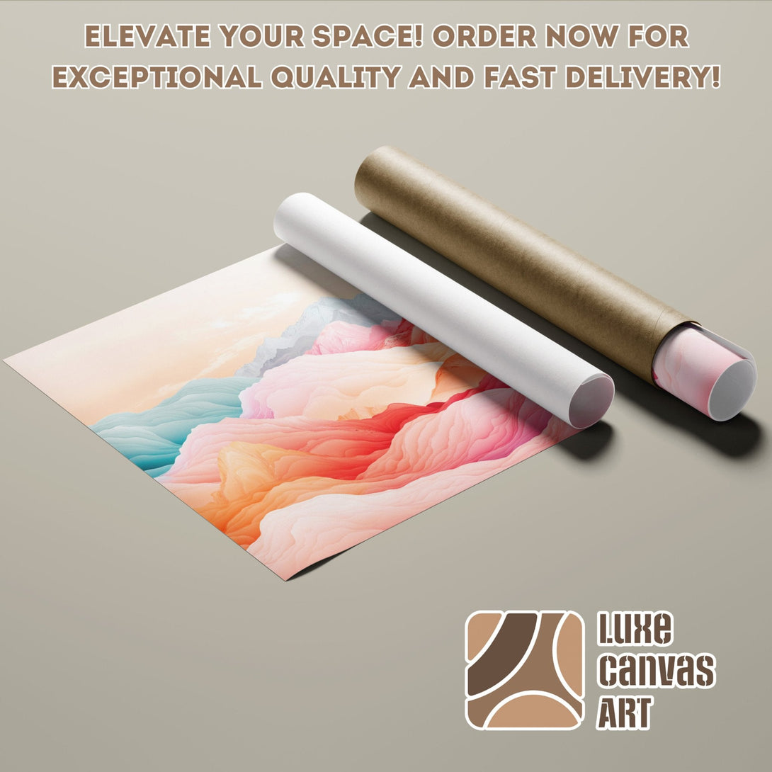 Abstract landscape Poster Roll in warm pastel colors. Elevate your space with art!
