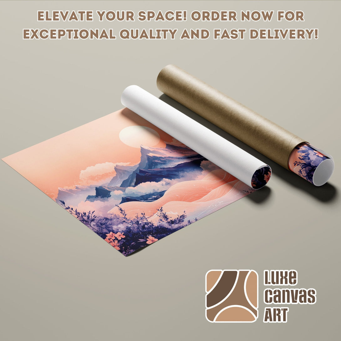 Poster Roll featuring a landscape art print in a pastel color palette. Elevate your space!