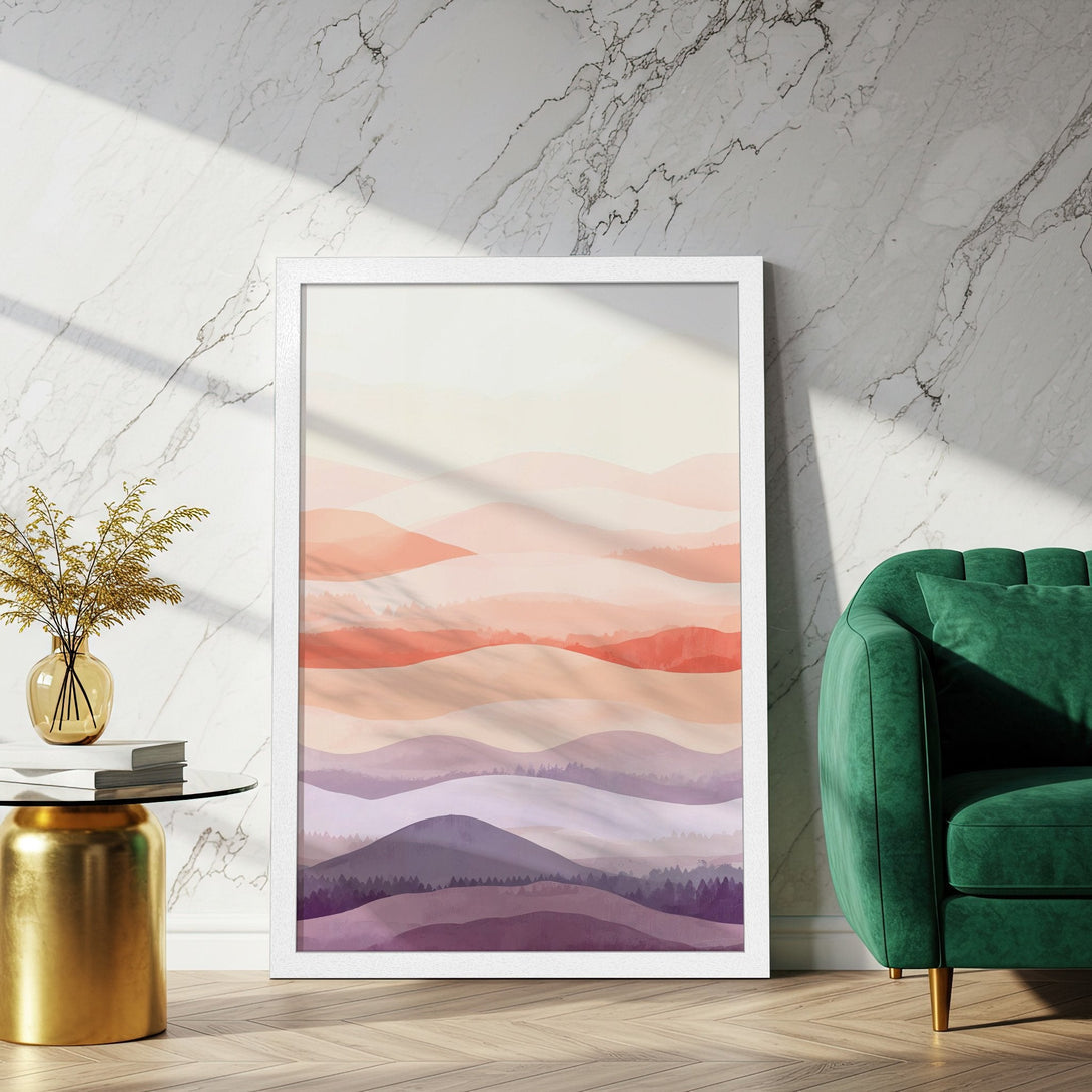 Framed Poster featuring abstract landscape art in a warm, muted color palette. Perfect wall decor to elevate your space!