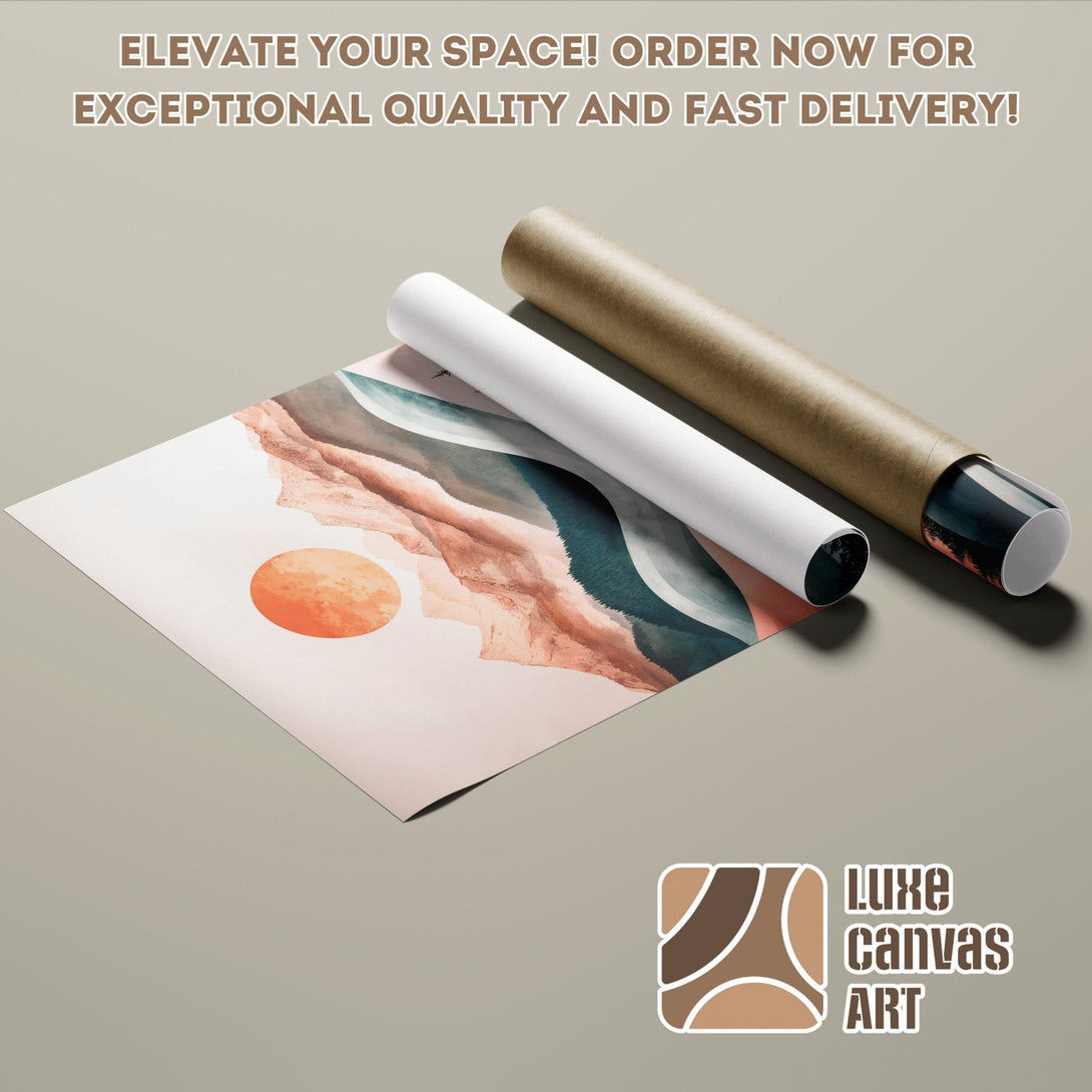 Abstract landscape poster roll in warm, earthy tones. Elevate your space with this stunning art print! Order your Poster today.