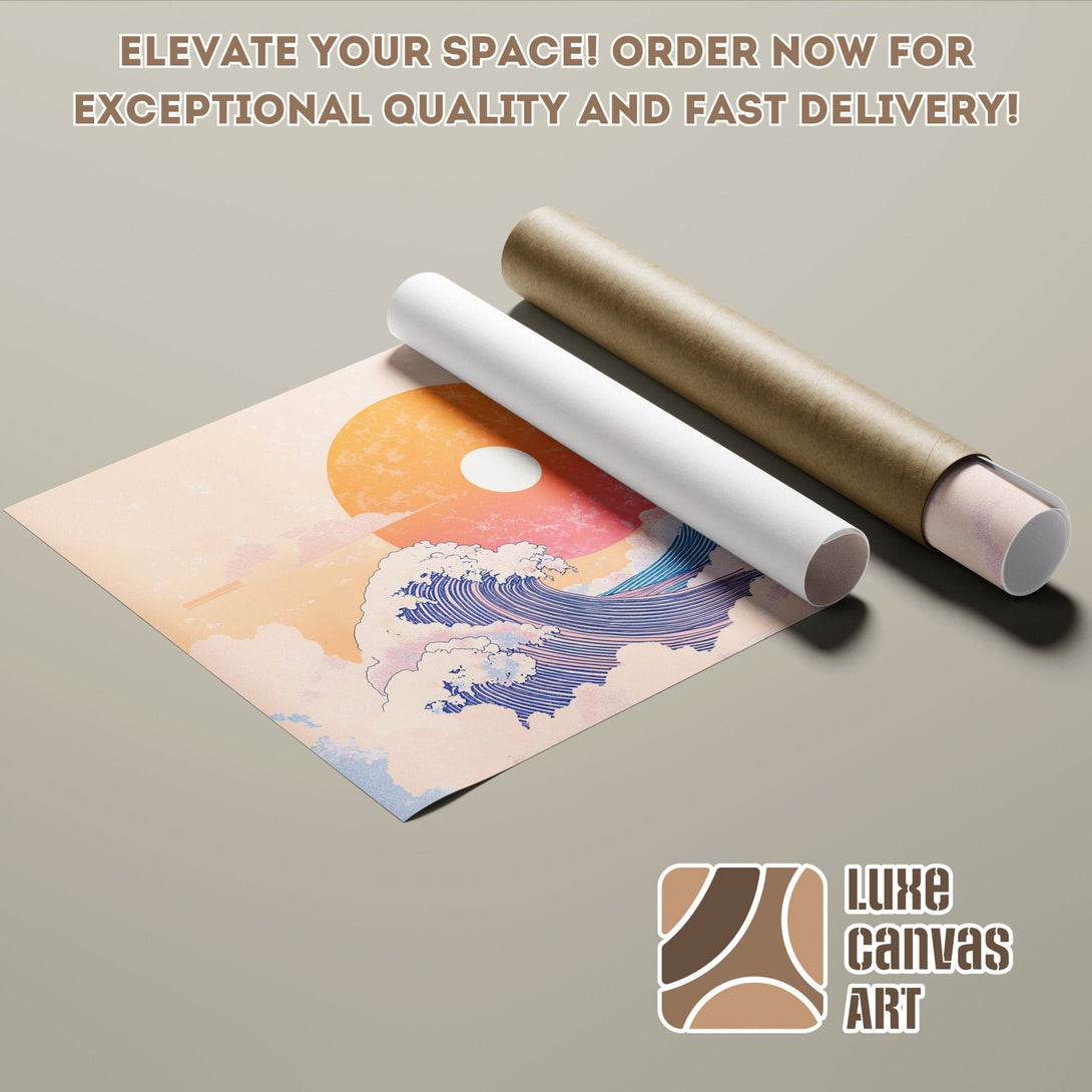Poster Roll featuring a Japanese wave design in pastel colors. Elevate your space with art!
