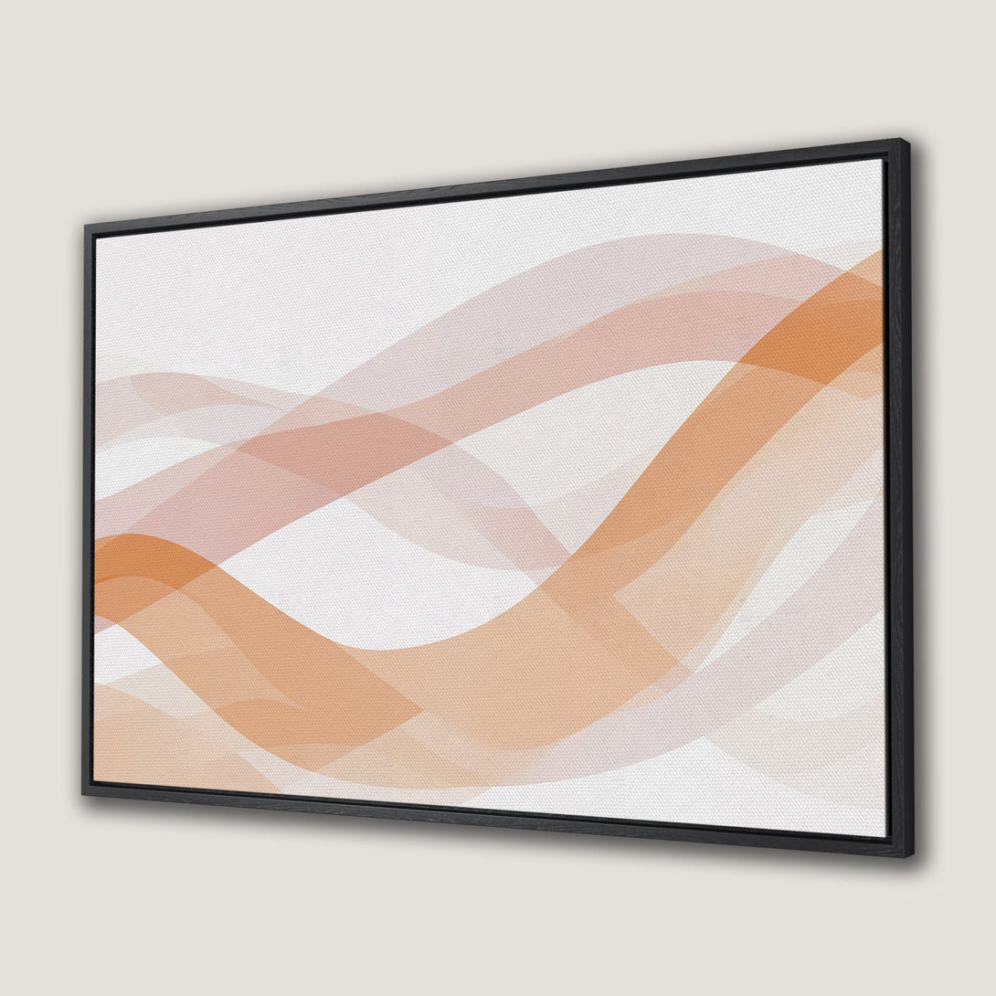 Framed Wall Art featuring abstract waves in a warm, neutral color palette. Modern art canvas print perfect for any interior.
