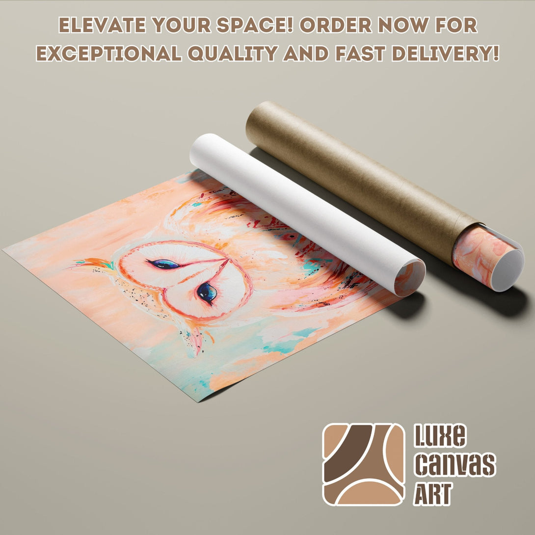 Owl art poster roll in pastel colors. Perfect wall decor! Order your art poster today!