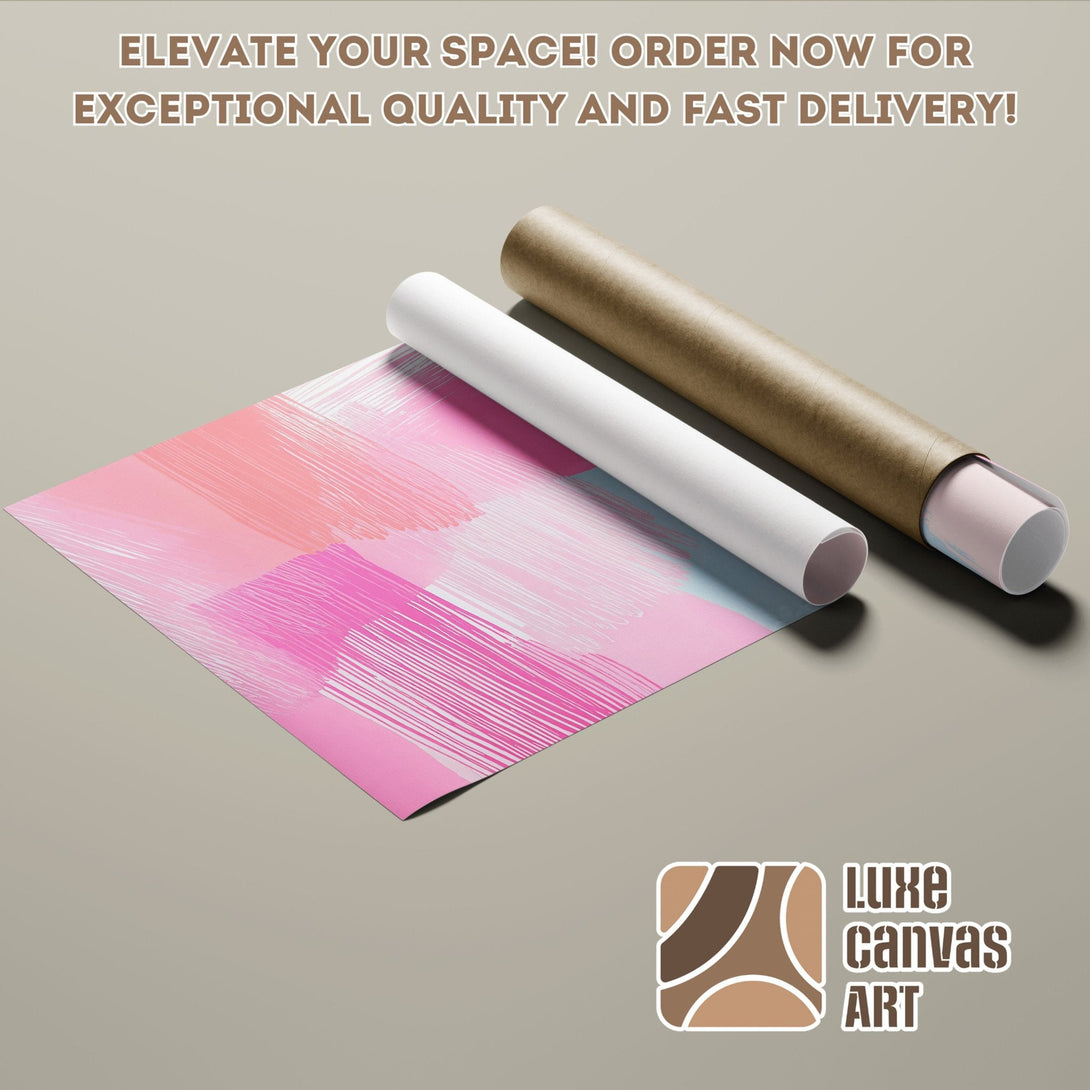 Abstract pink Poster Roll art. Modern style, pastel color palette. Elevate your space with Luxe Canvas Art.