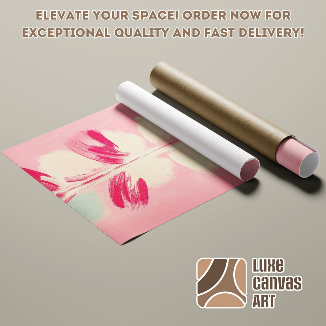 Abstract art Poster Roll in pink and white hues. Elevate your space with Luxe Canvas Art!