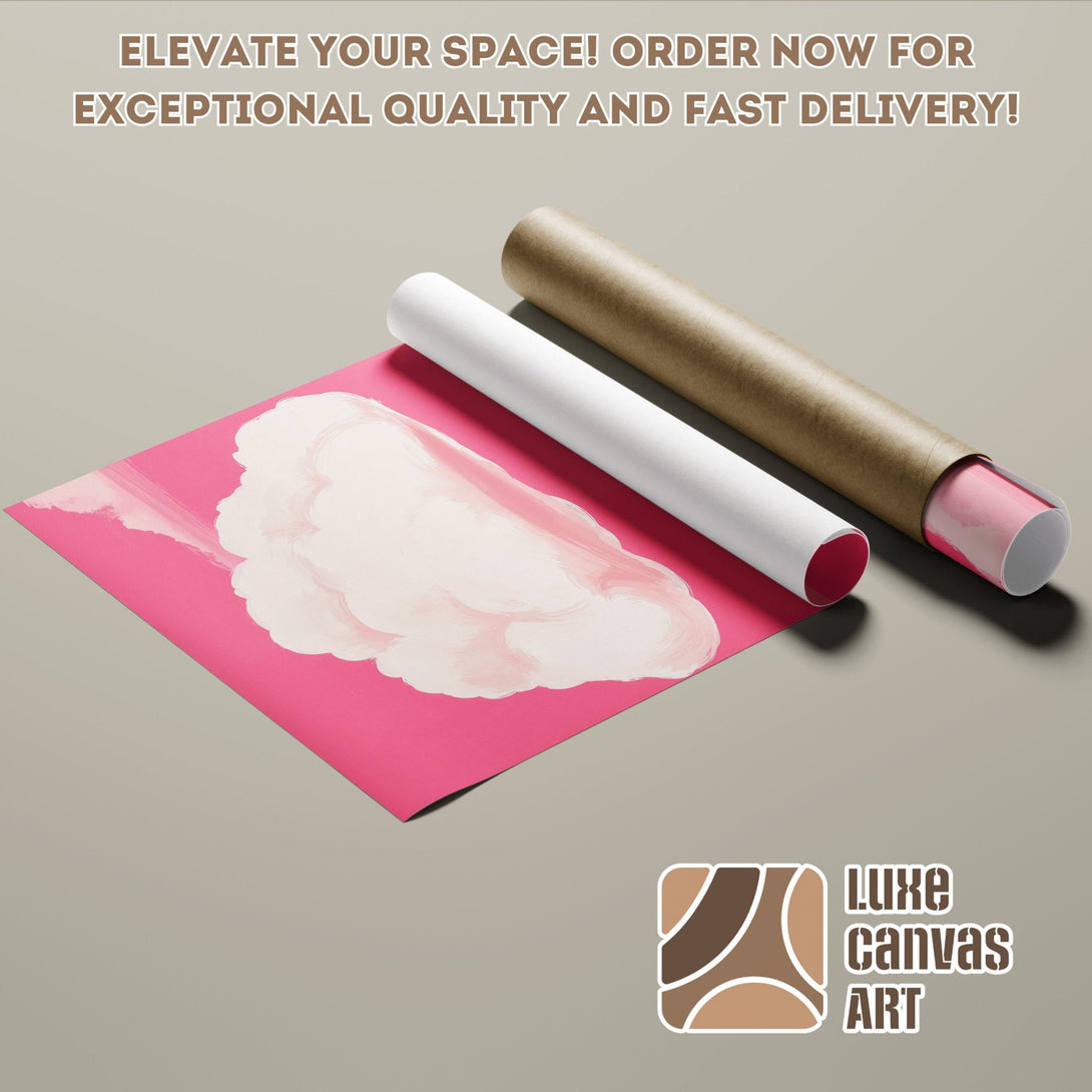 Poster Roll featuring a pink cloud design, modern art style, with a pink and neutral color palette. Order now!
